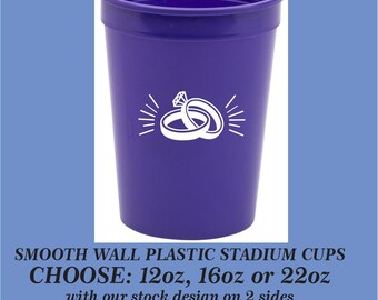 Wedding Rings Stock Design Smooth Wall Plastic Event Stadium Cups, can add your personalization - choose from 12oz, 16oz, 22oz cups