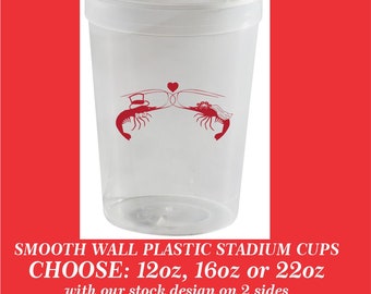 Bruid en bruidegom Garnalenvoorraadontwerp Gladwandige kunststof evenementstadionbekers, kan worden gepersonaliseerd: kies uit 12oz, 16oz, 22oz bekers