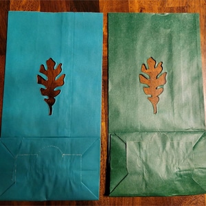 Leaf Cut-Out Luminary Bags, choose your color, celebration bags, use for  fall events, weddings, parties, holidays, memorials - Pack of 10