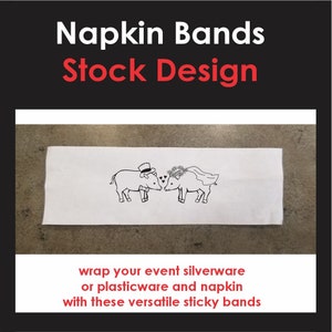 Kissing Piggies Napkin Bands printed w/a very popular stock design,pack of 25, fun way to wrap utensils & napkin choose imprint color