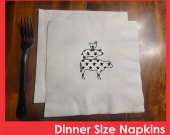 Papierservietten Mit Bauernhof-Motiv – 20 Stück, 33 Cm Quadratisch, 3-lagig, Cremefarben Mit Schwein-Design, Aus Recyclingpapier