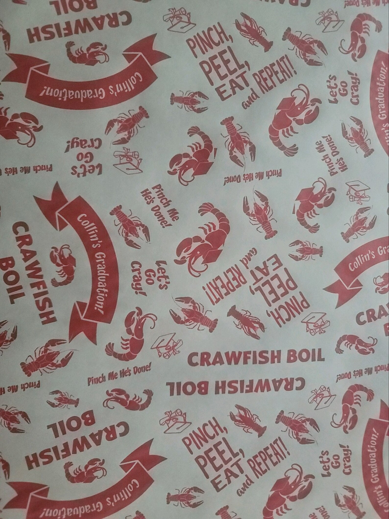CUSTOM Crawfish Boil Party Table Runner-your Name or Message Printed ...