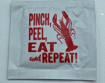 EAT Crawfish Feuchttücher Pinch Peel Eat & Rapport - Crawdad niedriges Land kochen bedruckt eine Seite eines feuchten Tuches für Furunkel, mindestens 25 Tücher