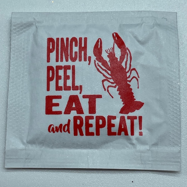 EAT Crawfish Feuchttücher Pinch Peel Eat & Rapport - Crawdad niedriges Land kochen bedruckt eine Seite eines feuchten Tuches für Furunkel, mindestens 25 Tücher