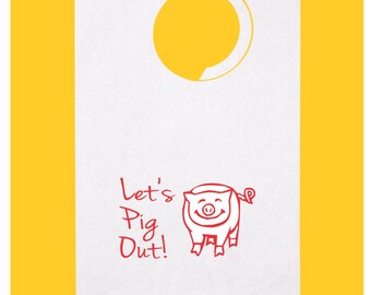 Baberos de fiesta STOCK - Diseño "Let's Pig Out", idobbq, ¡protege a tus invitados a la barbacoa! ¡Asado! Papel desechable para adultos con reverso de polietileno liso - mínimo 10 baberos