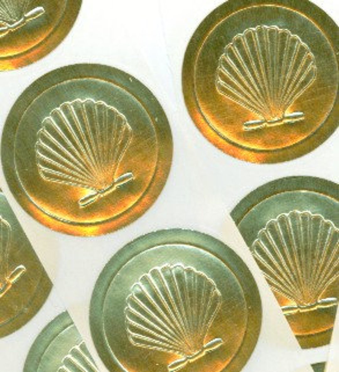 Scallop Shell, Pack of 20 Stickers, GOLD or SILVER Envelope Seals for ...