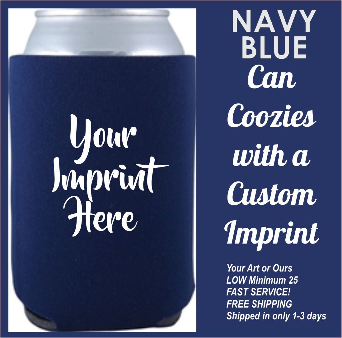 Navy Blue Bottle Koozie Neoprene - Texas Rhinestone