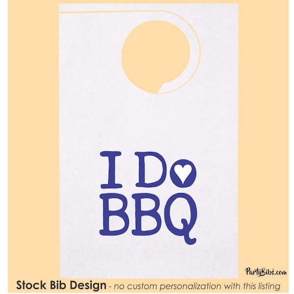 STOCK Party Bibs-I DO BBQ Heart Design, idobbq, protect Barbeque Guests! Grilling! Adult disposable smooth poly back paper-minimum 10 bibs