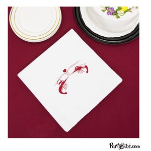 Bride & Groom SHRIMP Napkins, pk of 25, beverage cocktail size, white w/one color imprint-great for parties-low country boils-seafood dinner
