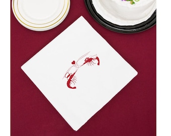 Bride & Groom SHRIMP Napkins, pk of 25, beverage cocktail size, white w/one color imprint-great for parties-low country boils-seafood dinner