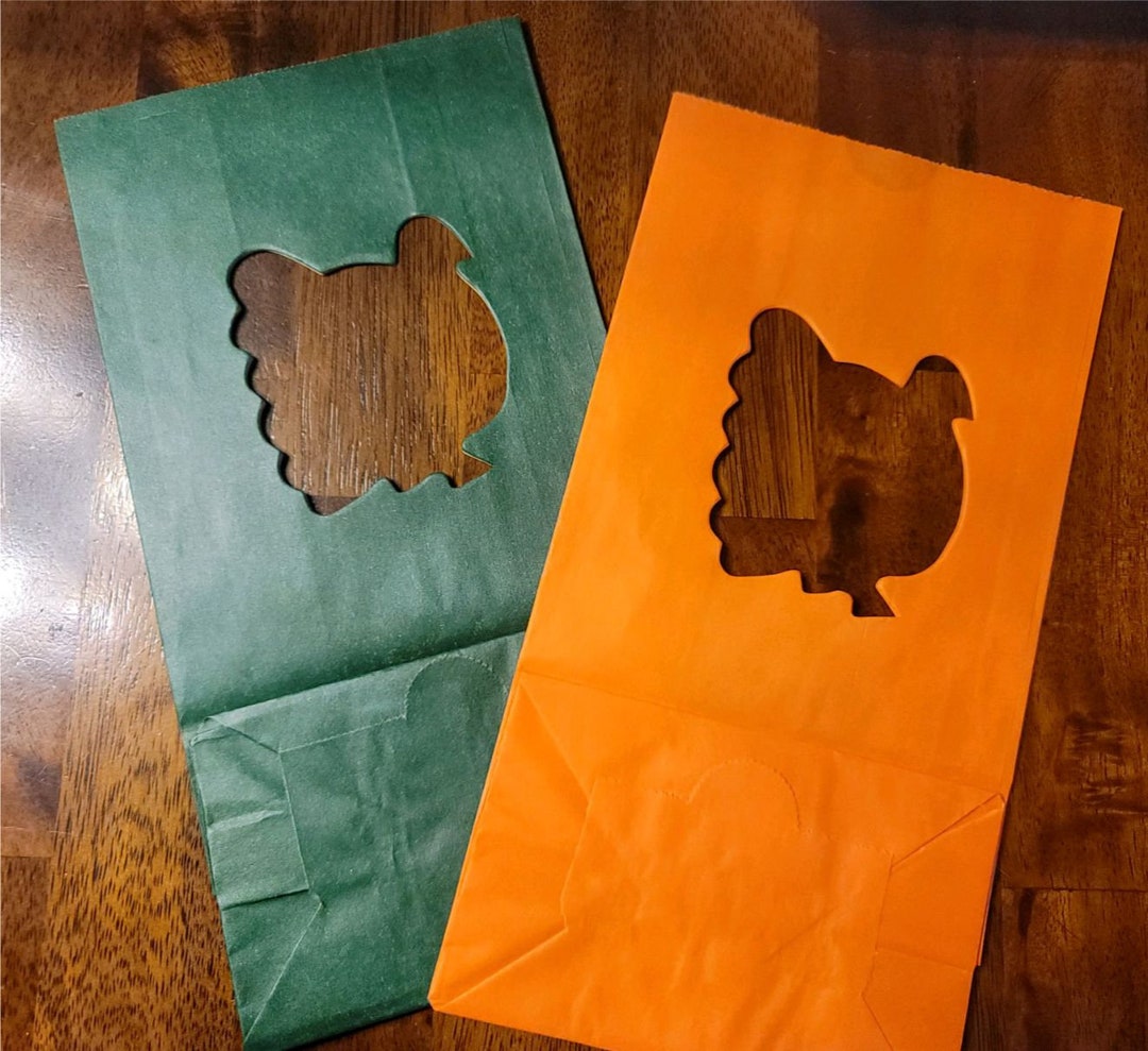 Turkey Thanksgiving Cutout Luminary Bags, Choose Your Color, Use for Dinner Pathways, Events