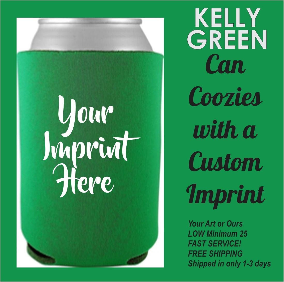 Kelly Green Can Koozies, Insulated Beverage Holders W/one Color