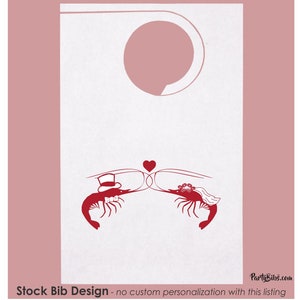 STOCK Party Bibs-Bride & Groom Shrimp Bibs, Wedding Events, Low Country Boil Bibs! Adult disposable smooth poly back paper-minimum 10 bibs