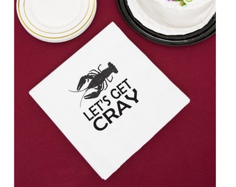 Let's Get Cray Servietten, 25er-Packung, Cocktailgröße, weiß mit Aufdruck-ideal für Partys, Fischabendessen
