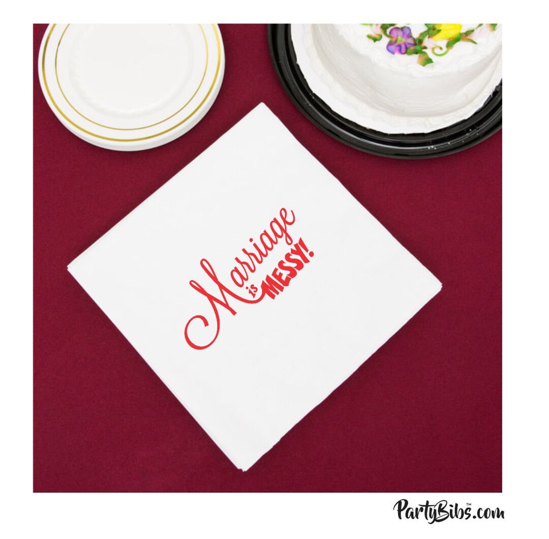 Marriage is Messy Design Napkins, Pack of 25, Beverage Cocktail Size