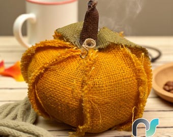 Handmade Burlap Pumpkin – Rustic Fall Home Decor – Stuffed Jute Fabric Pumpkin – Cozy Autumn Gift