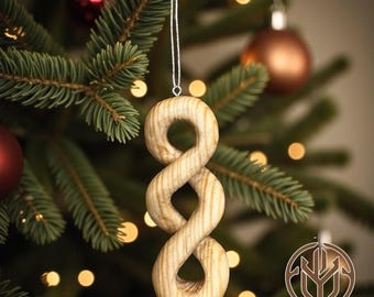 Hand-Carved Wooden Infinity Ornament • Natural Christmas Decor