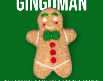 Needle Felted Gingerbread Man Ornament, Wool Christmas Decor