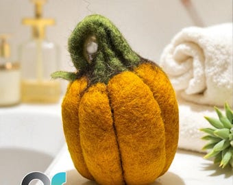 Handmade Felted Wool Pumpkin Soap – Exfoliating Bath Bar