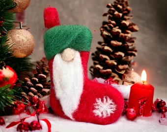 Christmas stocking. Needle felted Christmas ornaments for home decor, Christmas tree ornaments.