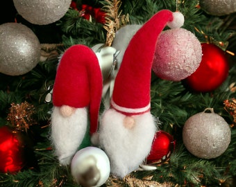 Needle Felted Wool Gnome, Christmas Ornament