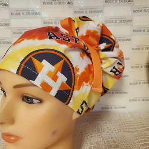 Houston  ASTROS  high bun hat style /surgical / medical cap