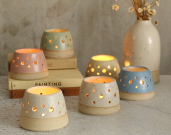 Tealight Lantern Stone Available in 5 Pastel Shades