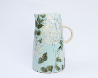 Hand-painted Allium Jug, Flower Vase, Pitcher