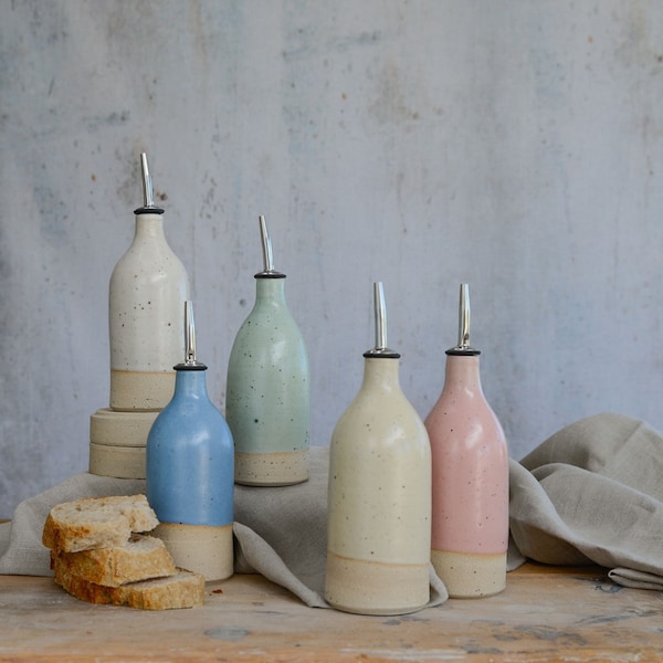 Handmade Stoneware Pastel Oil Pourer in Small or Large