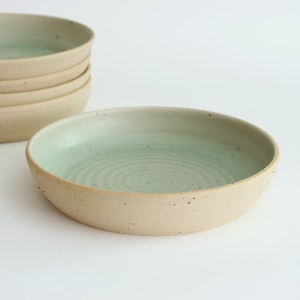 Mint Green Pasta Spaghetti Bowl Ceramic Blate, Dinner Set of Bowls