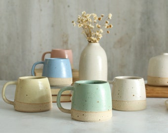 Ceramic Espresso Mugs, Handmade Pastel Mini Mugs