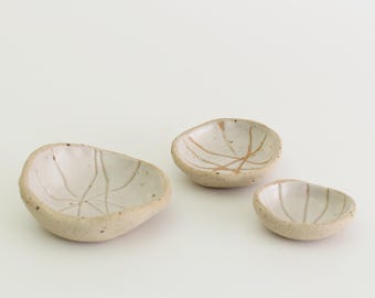 Handmade Off-White Ceramic Wonky Bowl, Condiment Dish, Trinket & Ring Dish, Unique Home Decor