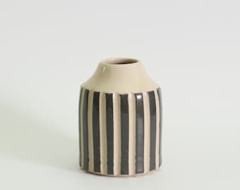 Handmade Stoneware Stripe Small Vase