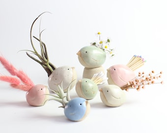 Handmade Ceramic Bird Pot Choose from 5 Pastel Colours