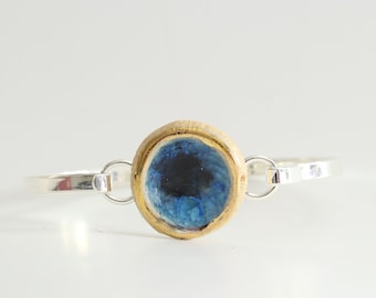 Round Blue Reef Silver-Plated Bangle