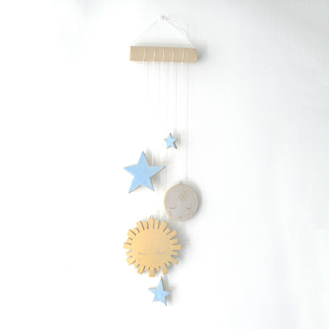 Ceramic Sun, Moon & Stars Wall Hanging Etsy