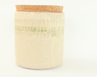 Medium carved storage jar with cork lid