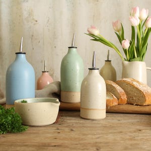 Handmade Ceramic Pastel Oil Pourer in Small or Large