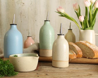 Handmade Ceramic Pastel Oil Pourer in Small or Large