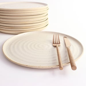 Off-White Ceramic Dinner Plate, Dinner Set of Plates
