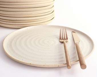 Off-White Ceramic Dinner Plate, Dinner Set of Plates