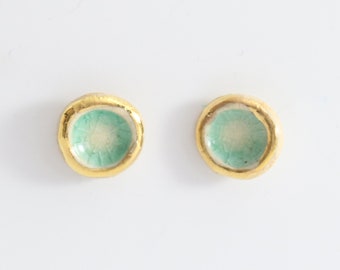 Emerald Pool Sterling Silver Glass Studs