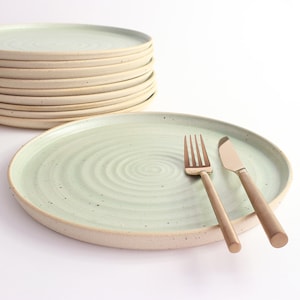 Mint Green Ceramic Dinner Plate, Dinner Set of Plates