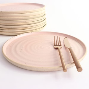 Pale Pink Ceramic Dinner Plate, Dinner Set of Plates