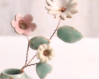 Handmade Ceramic Leaves for Everlasting Flower Stems