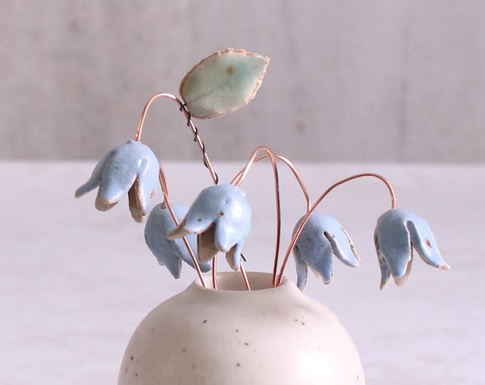 Handmade Bluebell Flower Bouquet | Everlasting Ceramic Flowers + Add-on Vase Option
