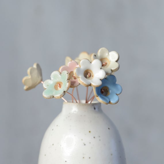 Ceramic Flower Decorative Stems | Handmade Everlasting Original Flowers