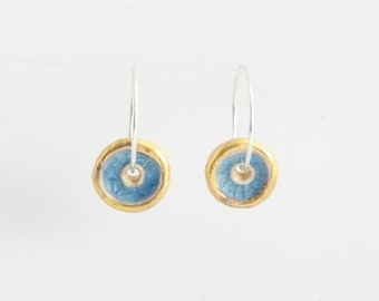 Blue Pool Sterling Silver Small Hoops