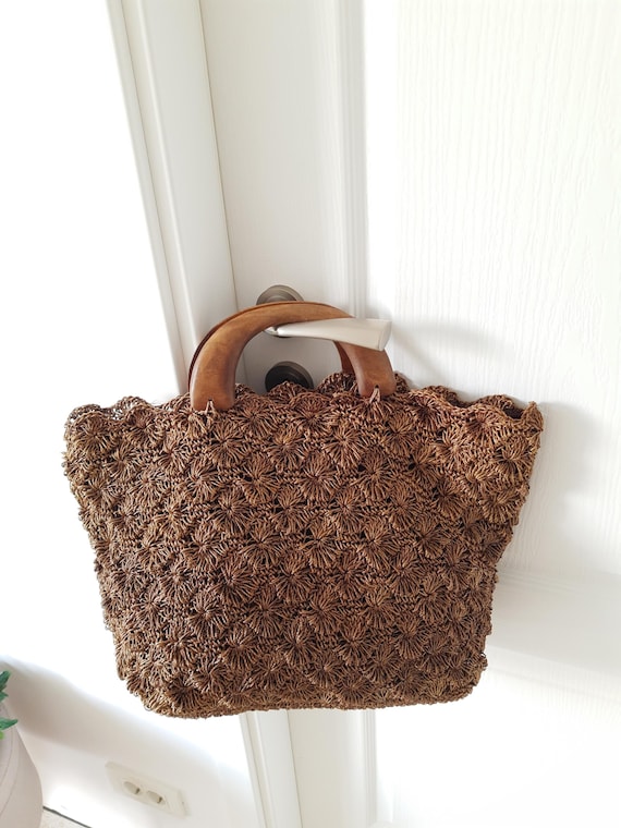 Vintage Crochet, Antonello Serio Bag, Wooden Handles - Etsy