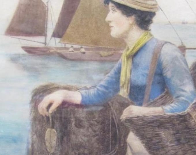 Wonderful Original Watercolour by Newlyn Artist Ralph Todd – Awaiting the Catch